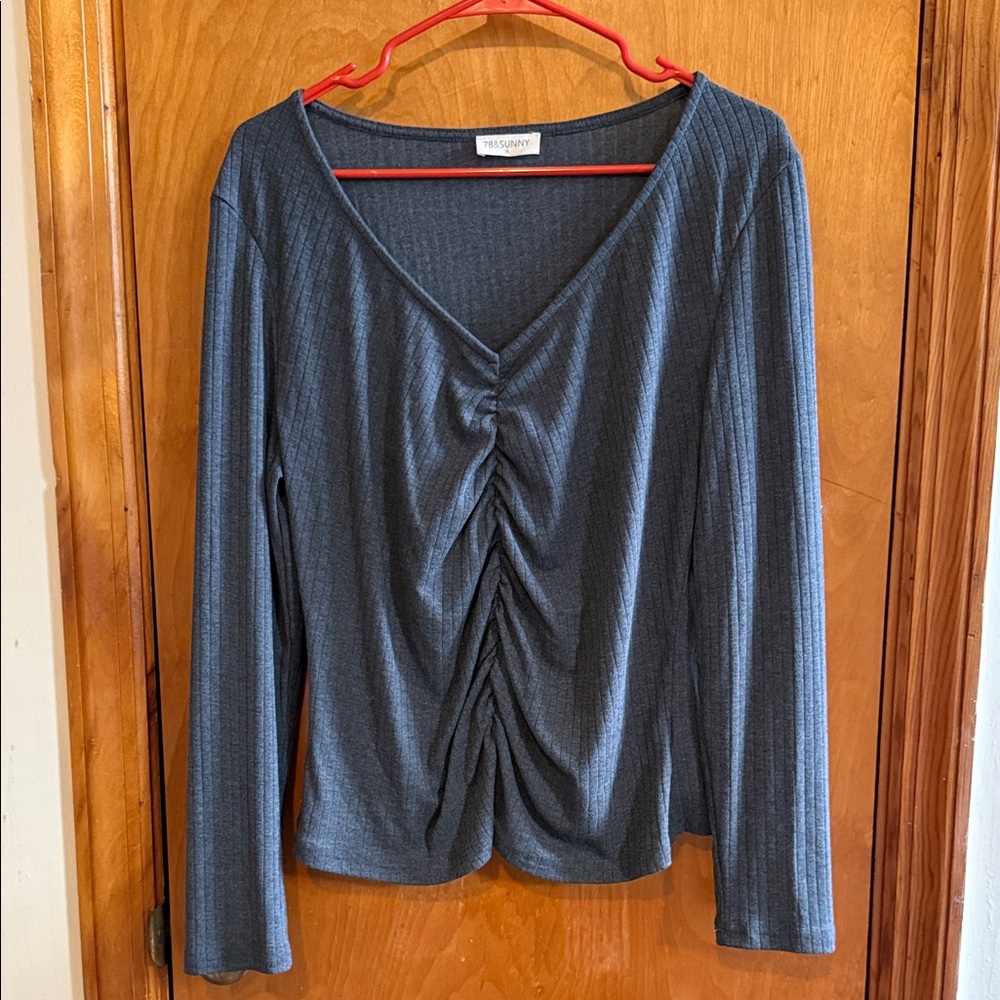 Elegant Charcoal Long Sleeve Top